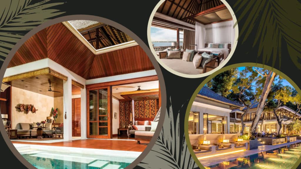 A mesmerizing collage of Four Seasons Resort Bali, featuring a luxurious resort and a sparkling pool in the exotic paradise of Bali.