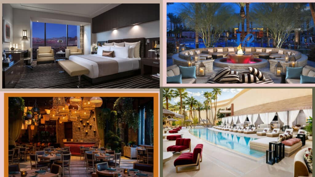         Description: A collection of las vegas hotels featuring vibrant resorts and luxurious accommodations.
