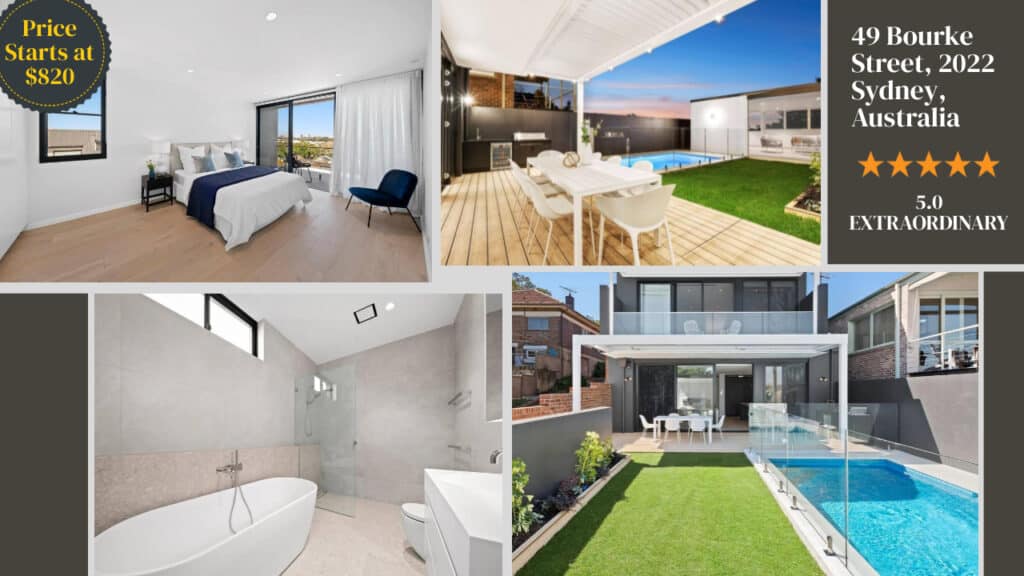 A collage of different pictures of a house in Sydney.